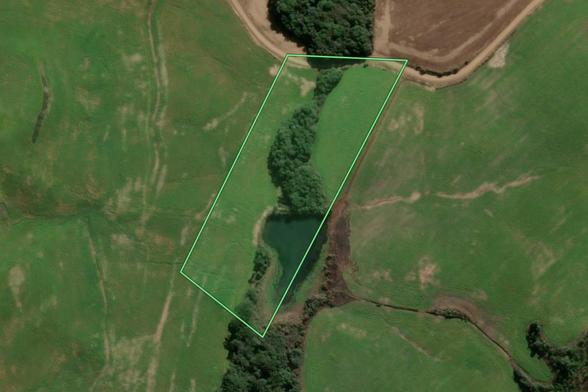 Imagem de satélite do imóvel rural em Guabiju (RS), com o contorno declarado no CAR desenhado por cima.