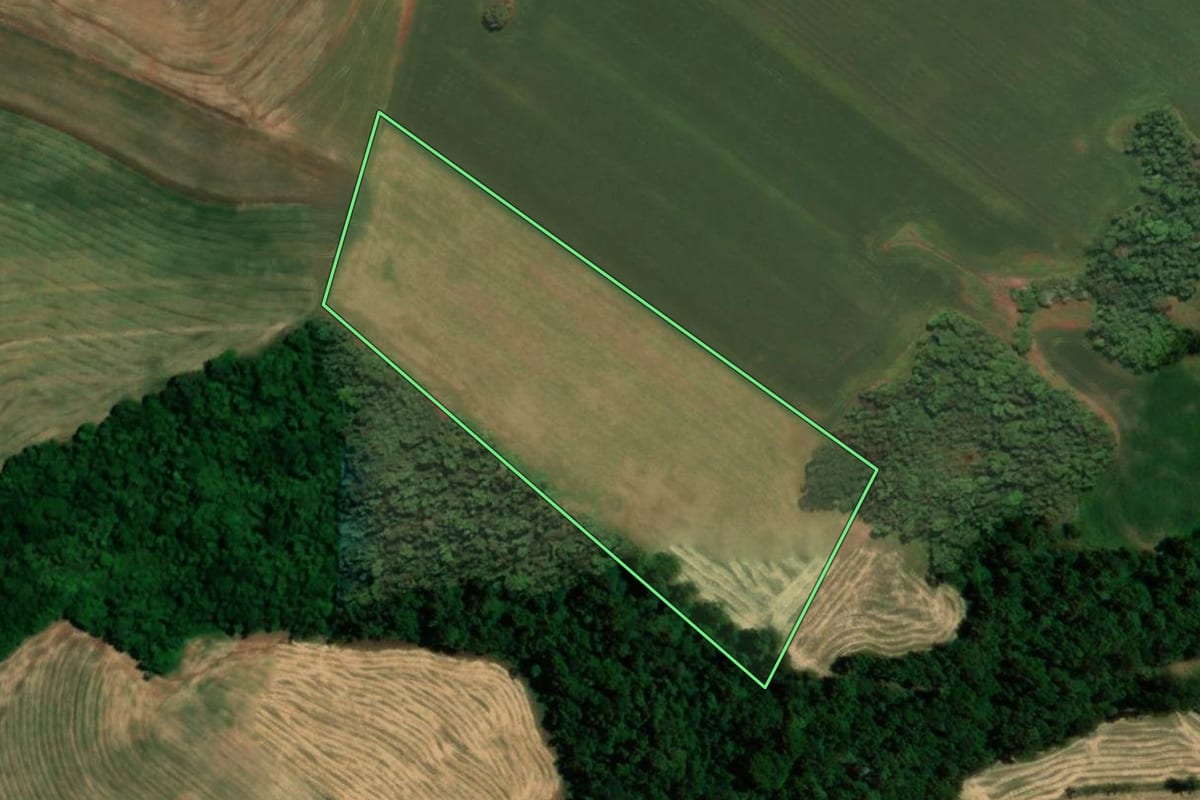 Imagem de satélite do imóvel rural em Humaitá (RS), com o contorno declarado no CAR desenhado por cima.