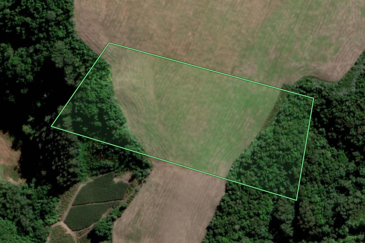 Imagem de satélite do imóvel rural em Ibarama (RS), com o contorno declarado no CAR desenhado por cima.