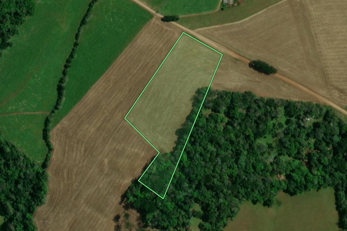 Imagem de satélite do imóvel rural em Ibiaçá (RS), com o contorno declarado no CAR desenhado por cima.