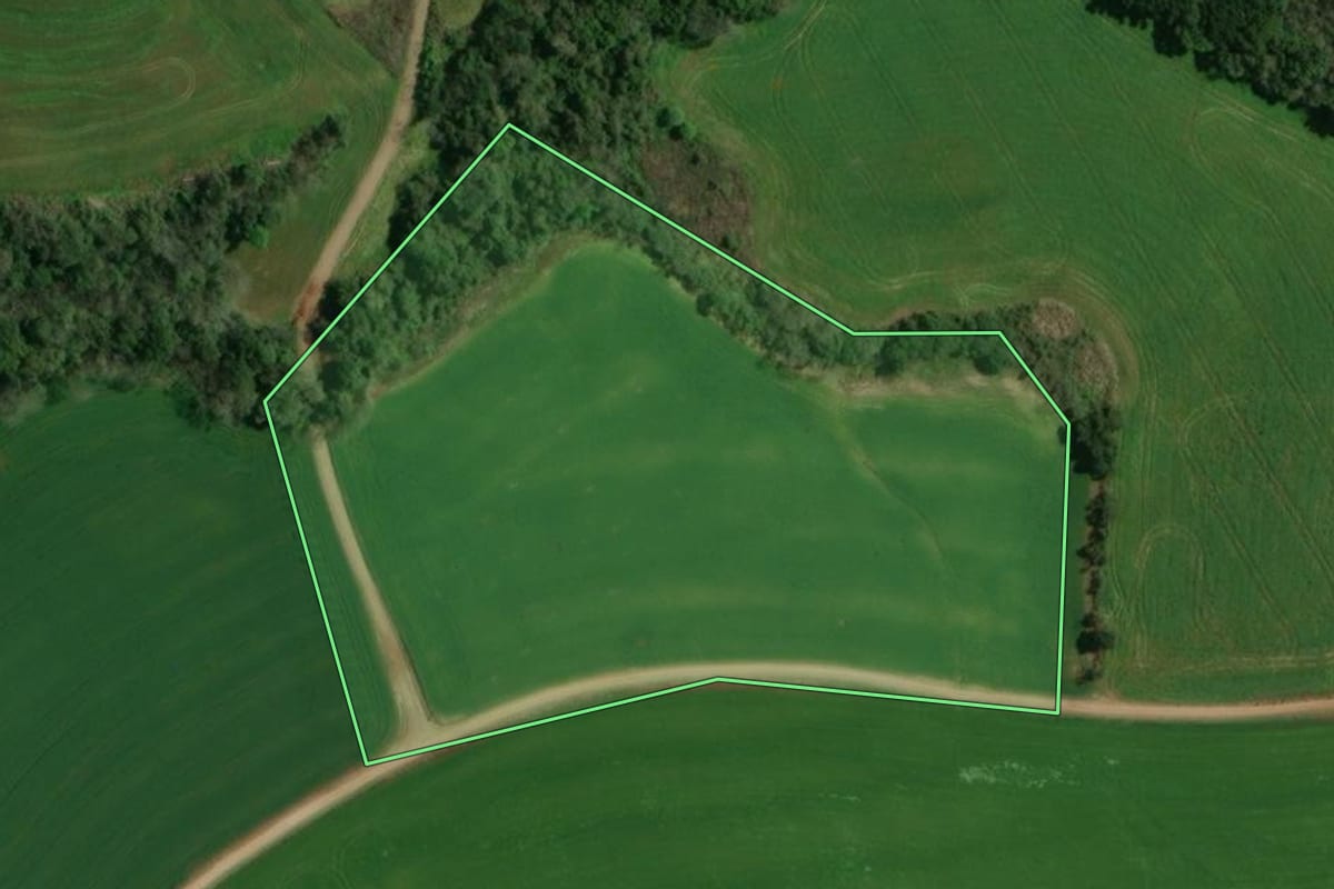 Imagem de satélite do imóvel rural em Ibiaçá (RS), com o contorno declarado no CAR desenhado por cima.