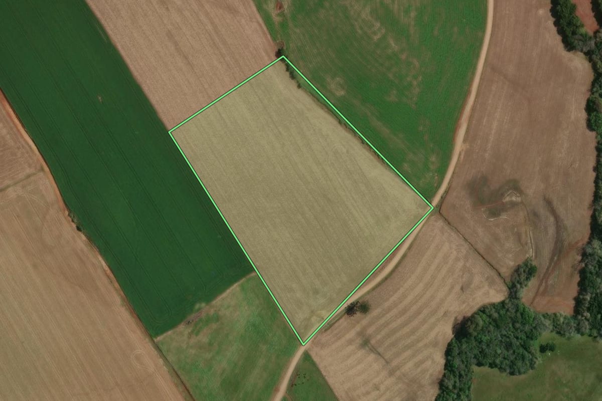 Imagem de satélite do imóvel rural em Ibiaçá (RS), com o contorno declarado no CAR desenhado por cima.
