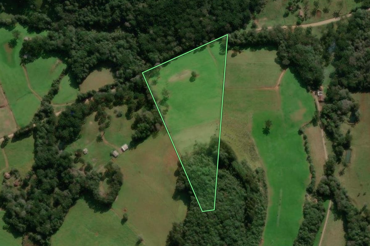 Imagem de satélite do imóvel rural em Ibiaçá (RS), com o contorno declarado no CAR desenhado por cima.