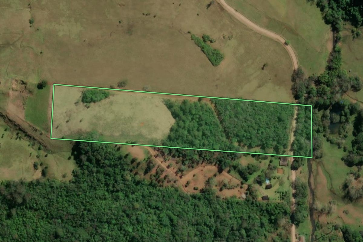 Imagem de satélite do imóvel rural em Igrejinha (RS), com o contorno declarado no CAR desenhado por cima.