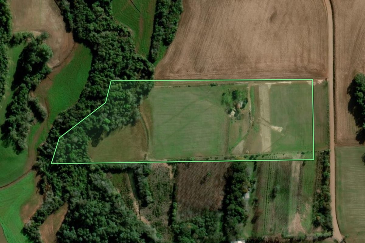 Imagem de satélite do imóvel rural em Ijuí (RS), com o contorno declarado no CAR desenhado por cima.