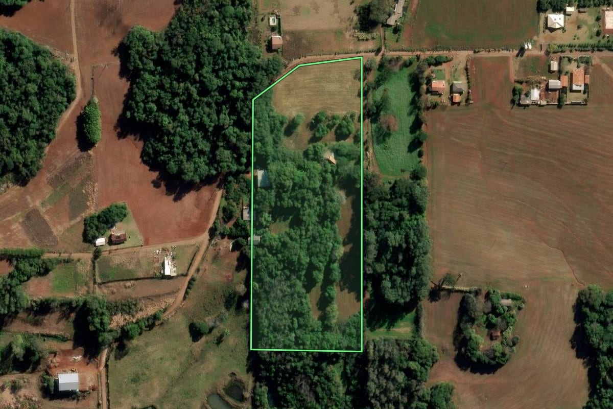 Imagem de satélite do imóvel rural em Ijuí (RS), com o contorno declarado no CAR desenhado por cima.