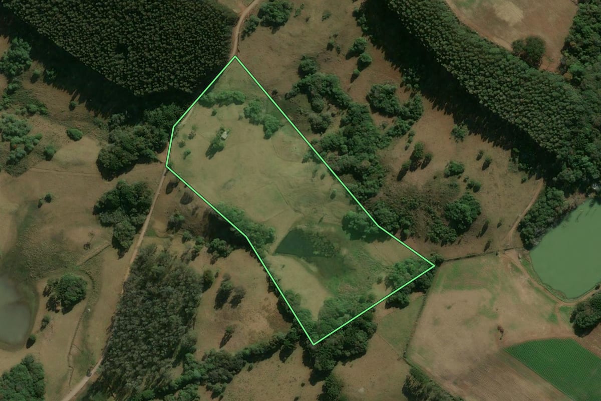 Imagem de satélite do imóvel rural em Ipê (RS), com o contorno declarado no CAR desenhado por cima.