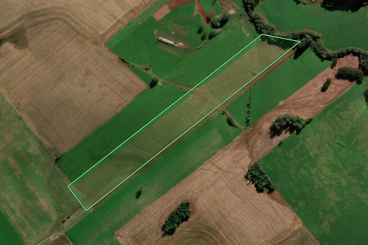 Imagem de satélite do imóvel rural em Ipiranga do Sul (RS), com o contorno declarado no CAR desenhado por cima.