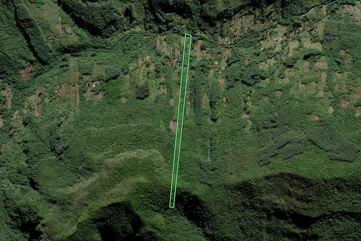 Imagem de satélite do imóvel rural em Itati (RS), com o contorno declarado no CAR desenhado por cima.