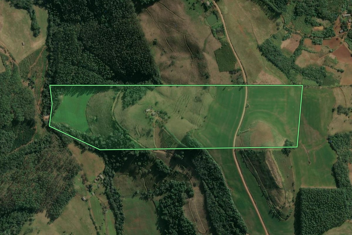 Imagem de satélite do imóvel rural em Itatiba do Sul (RS), com o contorno declarado no CAR desenhado por cima.