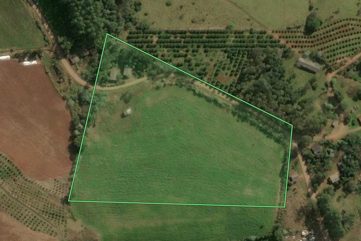 Imagem de satélite do imóvel rural em Itatiba do Sul (RS), com o contorno declarado no CAR desenhado por cima.