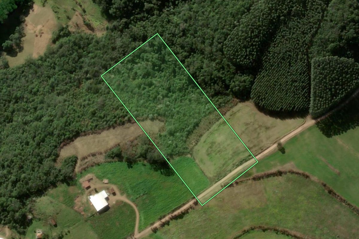 Imagem de satélite do imóvel rural em Ivorá (RS), com o contorno declarado no CAR desenhado por cima.