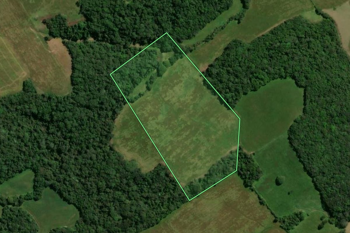 Imagem de satélite do imóvel rural em Ivorá (RS), com o contorno declarado no CAR desenhado por cima.
