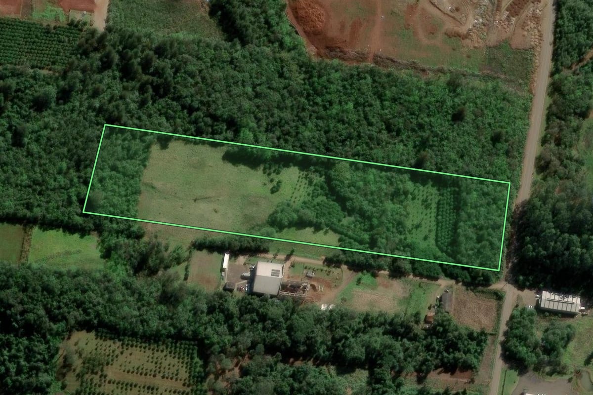 Imagem de satélite do imóvel rural em Ivoti (RS), com o contorno declarado no CAR desenhado por cima.