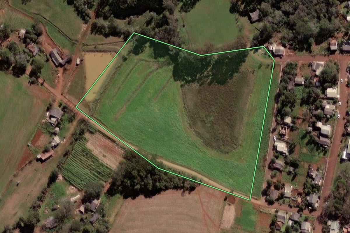 Imagem de satélite do imóvel rural em Jaboticaba (RS), com o contorno declarado no CAR desenhado por cima.