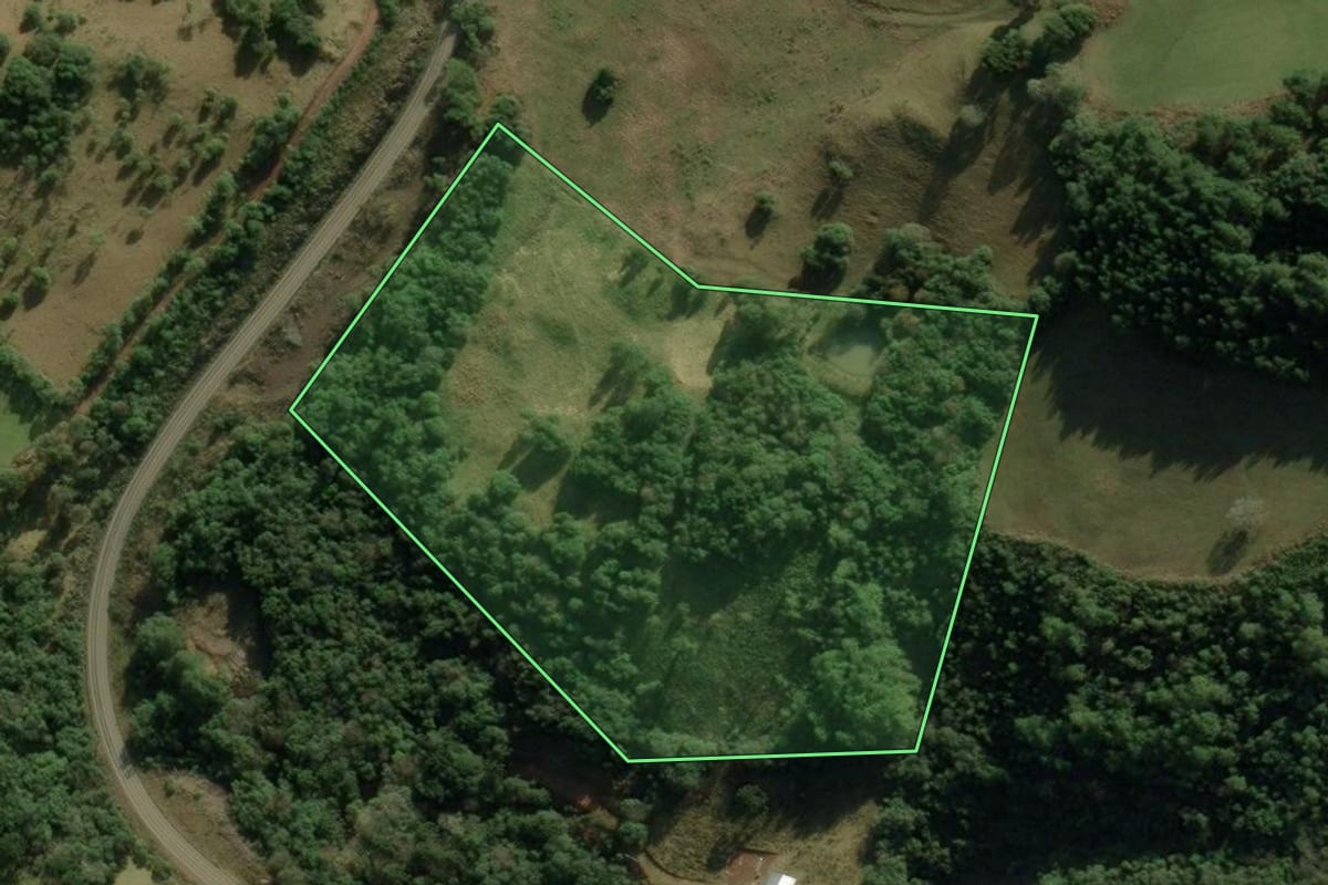 Imagem de satélite do imóvel rural em Jaquirana (RS), com o contorno declarado no CAR desenhado por cima.