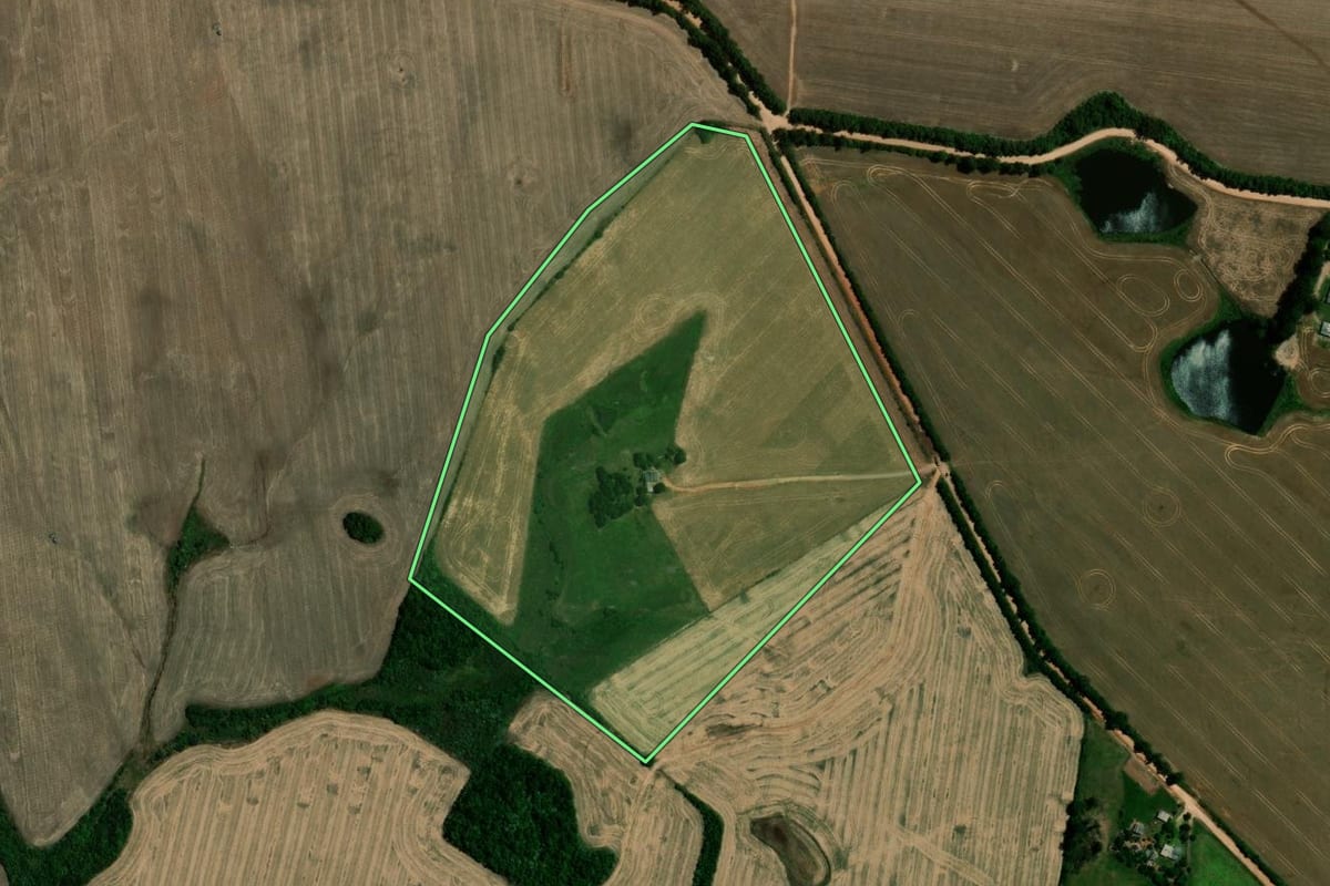 Imagem de satélite do imóvel rural em Jari (RS), com o contorno declarado no CAR desenhado por cima.