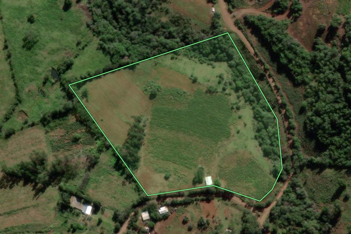 Imagem de satélite do imóvel rural em Jari (RS), com o contorno declarado no CAR desenhado por cima.