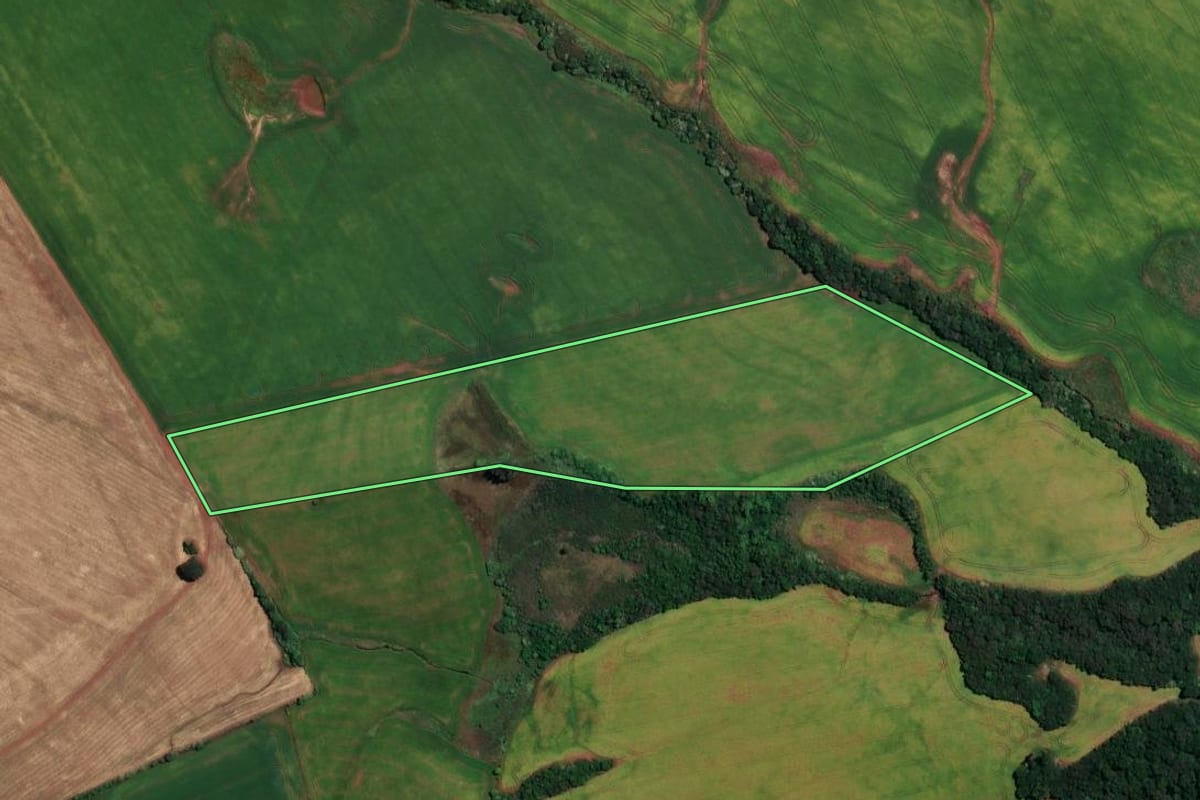 Imagem de satélite do imóvel rural em Jóia (RS), com o contorno declarado no CAR desenhado por cima.