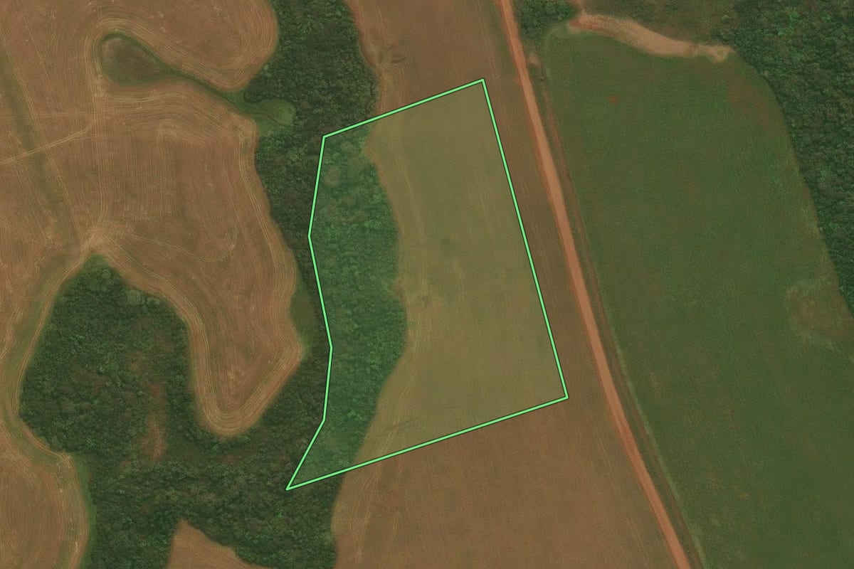 Imagem de satélite do imóvel rural em Júlio de Castilhos (RS), com o contorno declarado no CAR desenhado por cima.