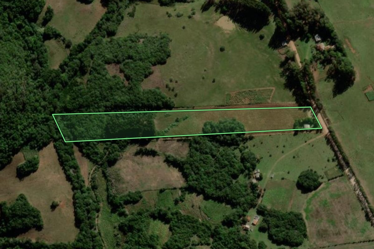 Imagem de satélite do imóvel rural em Lagoão (RS), com o contorno declarado no CAR desenhado por cima.