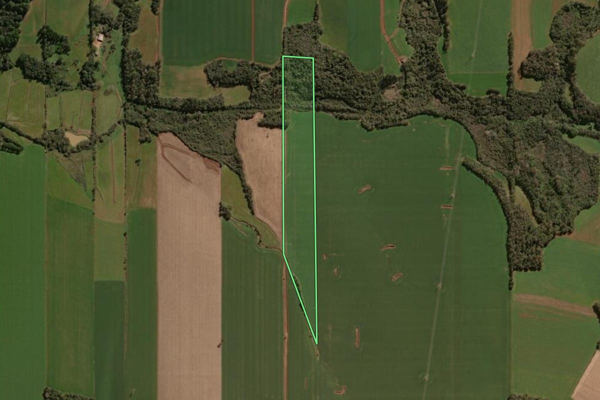 Imagem de satélite do imóvel rural em Lagoa dos Três Cantos (RS), com o contorno declarado no CAR desenhado por cima.