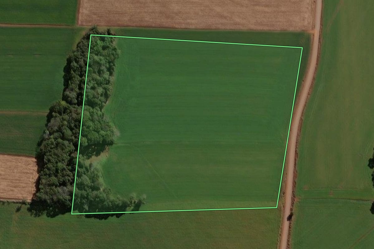 Imagem de satélite do imóvel rural em Lagoa dos Três Cantos (RS), com o contorno declarado no CAR desenhado por cima.