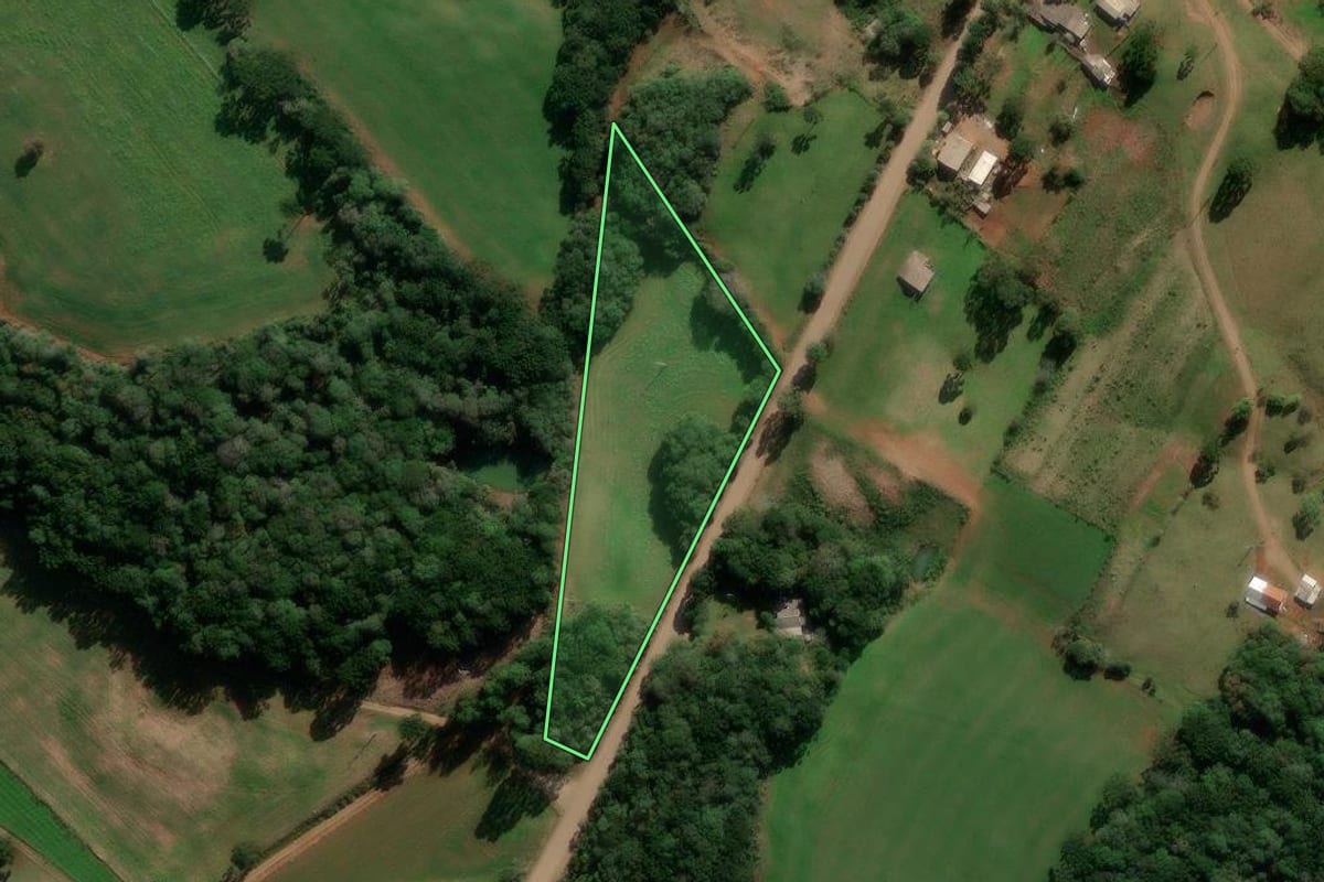 Imagem de satélite do imóvel rural em Lagoa Vermelha (RS), com o contorno declarado no CAR desenhado por cima.