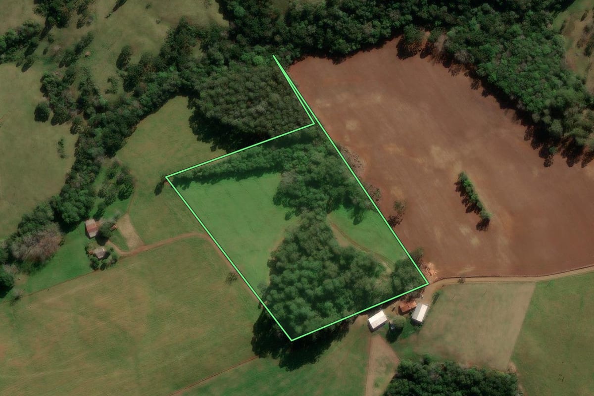 Imagem de satélite do imóvel rural em Lagoa Vermelha (RS), com o contorno declarado no CAR desenhado por cima.