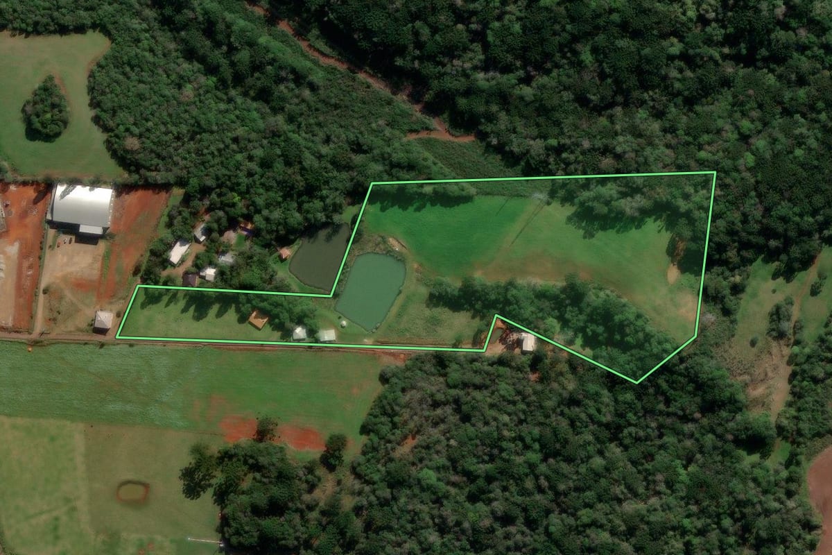 Imagem de satélite do imóvel rural em Lagoa Vermelha (RS), com o contorno declarado no CAR desenhado por cima.