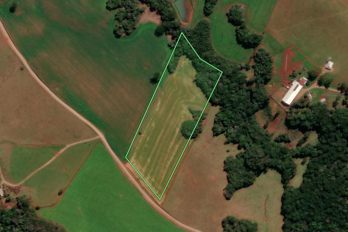 Imagem de satélite do imóvel rural em Lagoa Vermelha (RS), com o contorno declarado no CAR desenhado por cima.