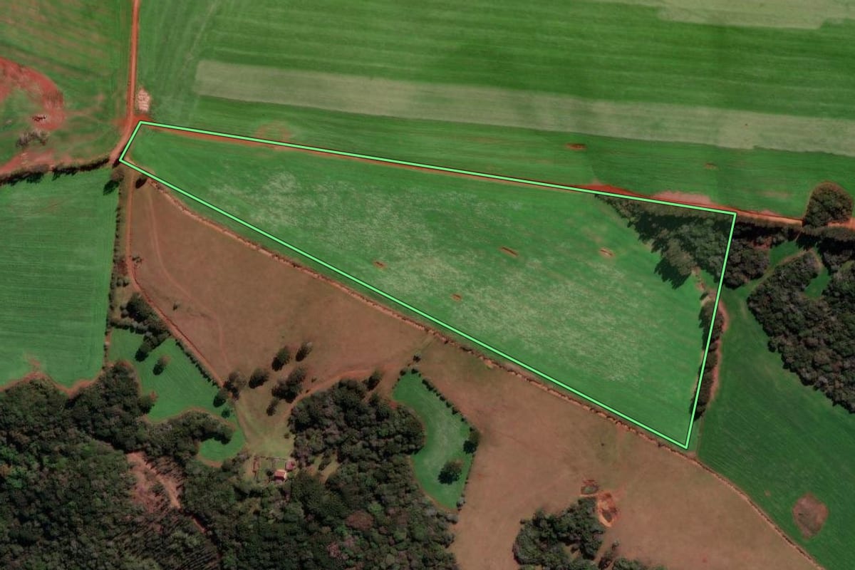 Imagem de satélite do imóvel rural em Lagoa Vermelha (RS), com o contorno declarado no CAR desenhado por cima.