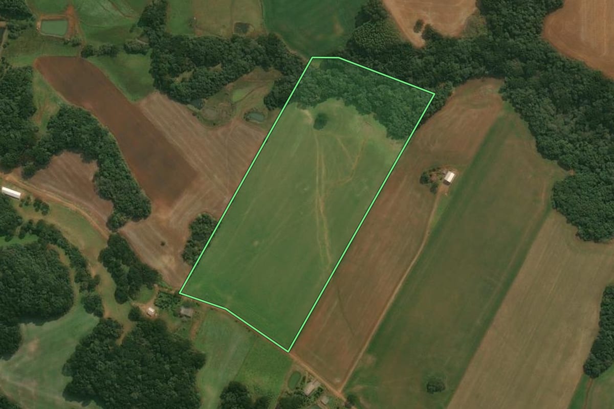 Imagem de satélite do imóvel rural em Lagoa Vermelha (RS), com o contorno declarado no CAR desenhado por cima.