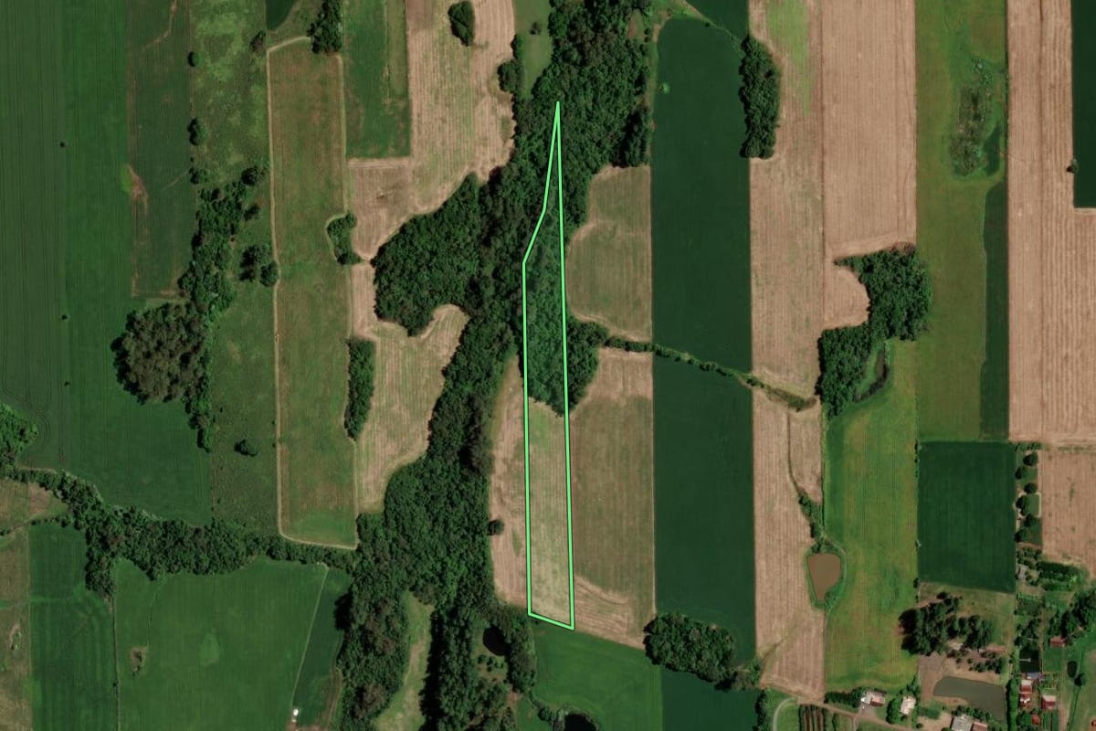 Imagem de satélite do imóvel rural em Lajeado (RS), com o contorno declarado no CAR desenhado por cima.