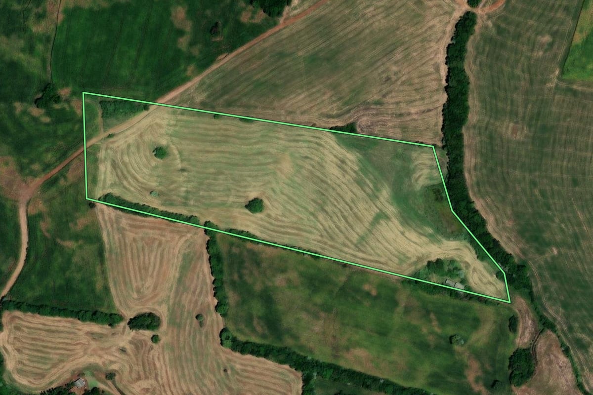 Imagem de satélite do imóvel rural em Lajeado do Bugre (RS), com o contorno declarado no CAR desenhado por cima.