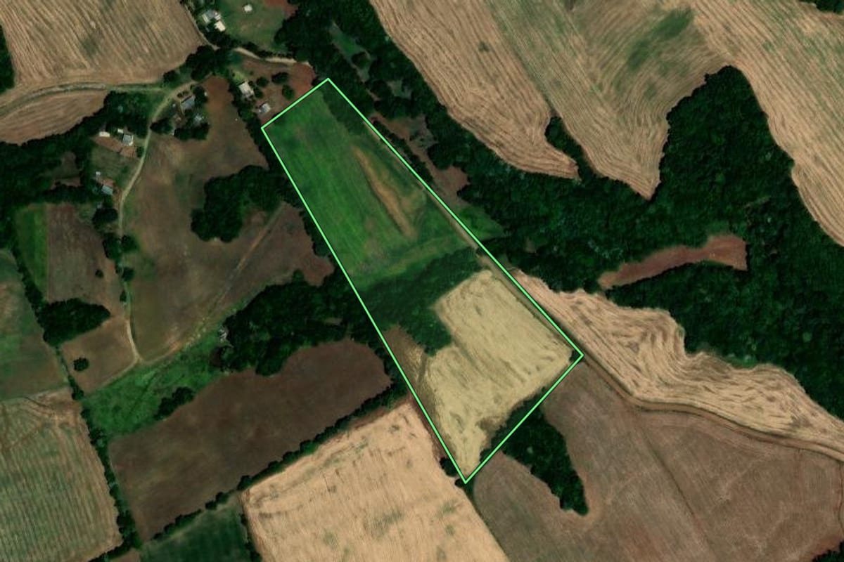 Imagem de satélite do imóvel rural em Lajeado do Bugre (RS), com o contorno declarado no CAR desenhado por cima.