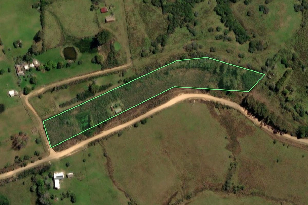 Imagem de satélite do imóvel rural em Lavras do Sul (RS), com o contorno declarado no CAR desenhado por cima.