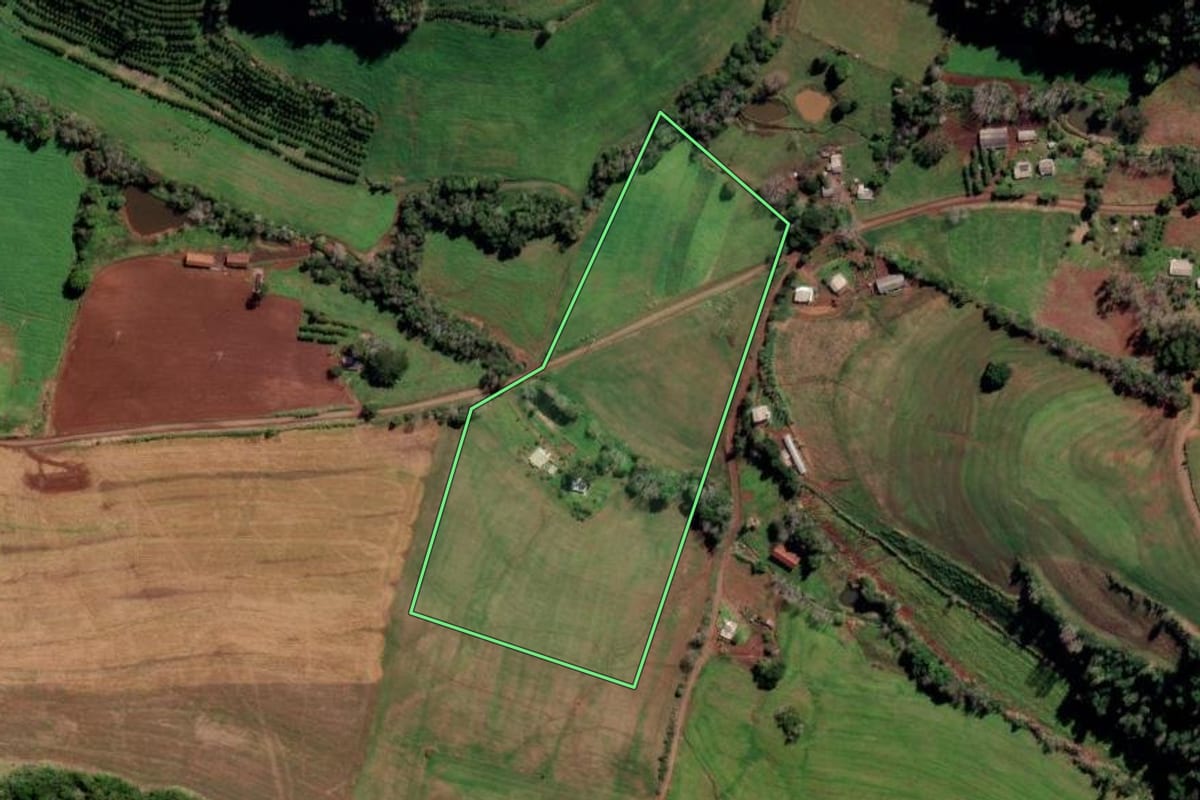 Imagem de satélite do imóvel rural em Liberato Salzano (RS), com o contorno declarado no CAR desenhado por cima.