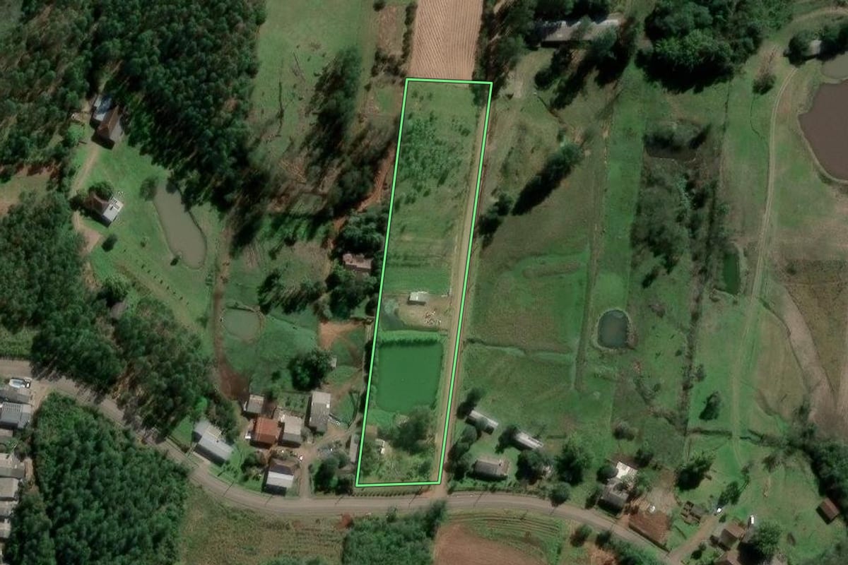 Imagem de satélite do imóvel rural em Lindolfo Collor (RS), com o contorno declarado no CAR desenhado por cima.
