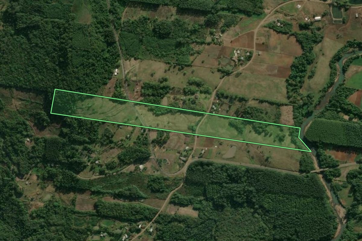 Imagem de satélite do imóvel rural em Linha Nova (RS), com o contorno declarado no CAR desenhado por cima.