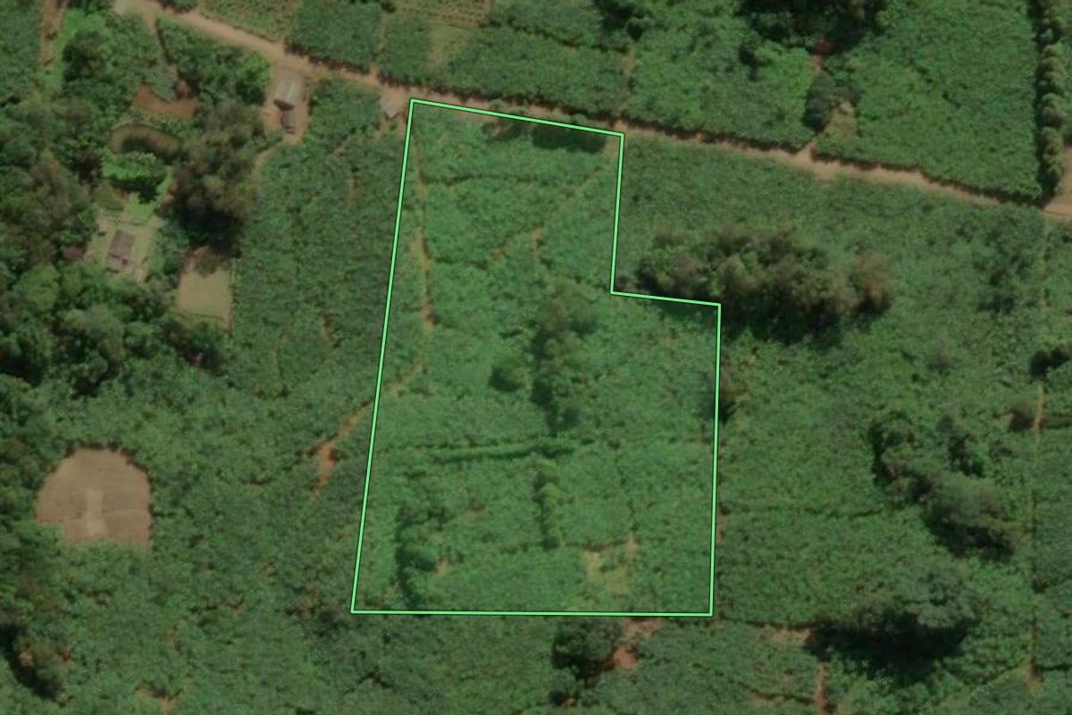 Imagem de satélite do imóvel rural em Mampituba (RS), com o contorno declarado no CAR desenhado por cima.