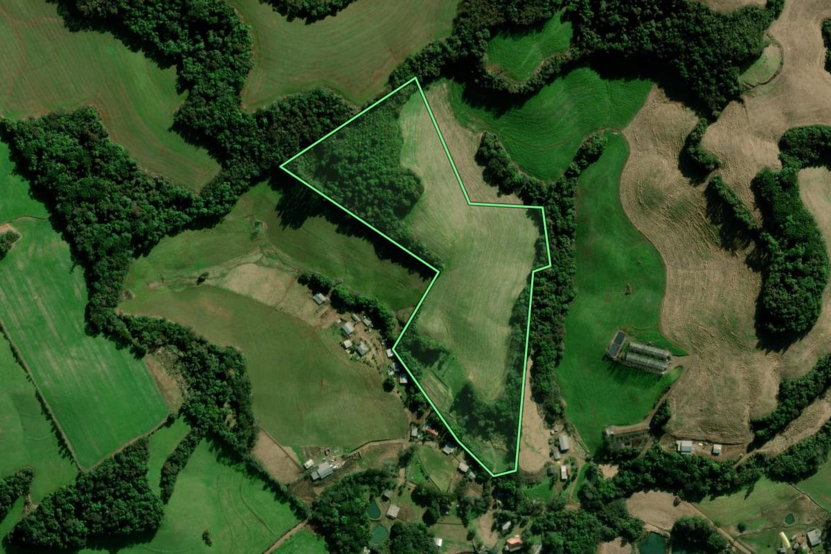 Imagem de satélite do imóvel rural em Marau (RS), com o contorno declarado no CAR desenhado por cima.