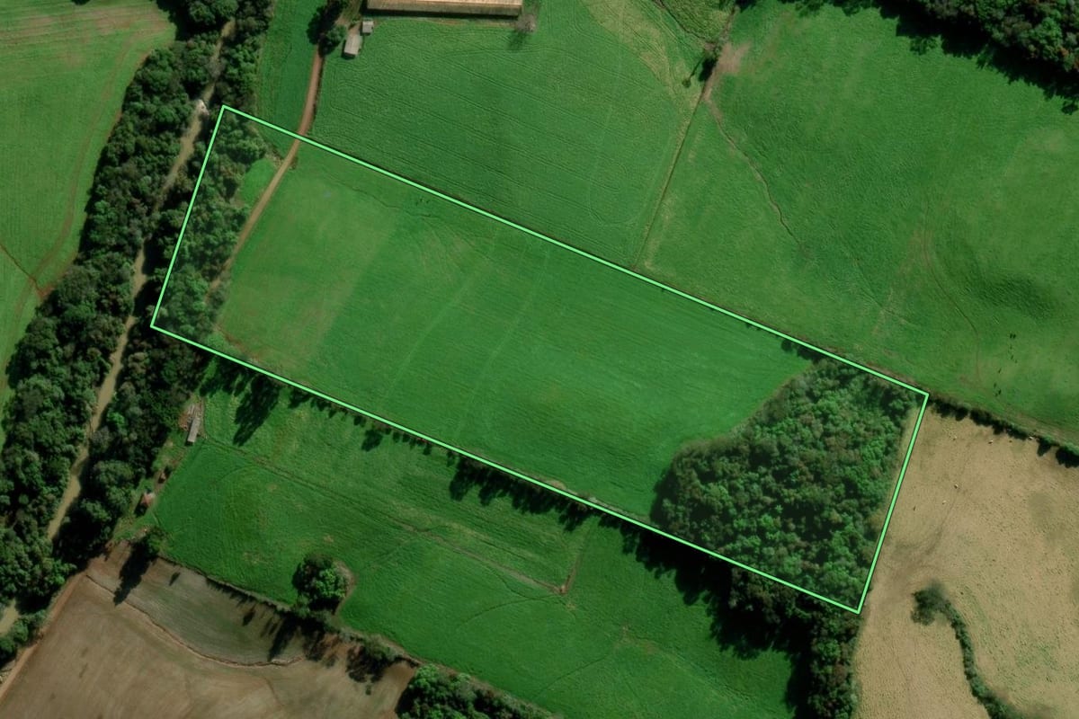 Imagem de satélite do imóvel rural em Marau (RS), com o contorno declarado no CAR desenhado por cima.