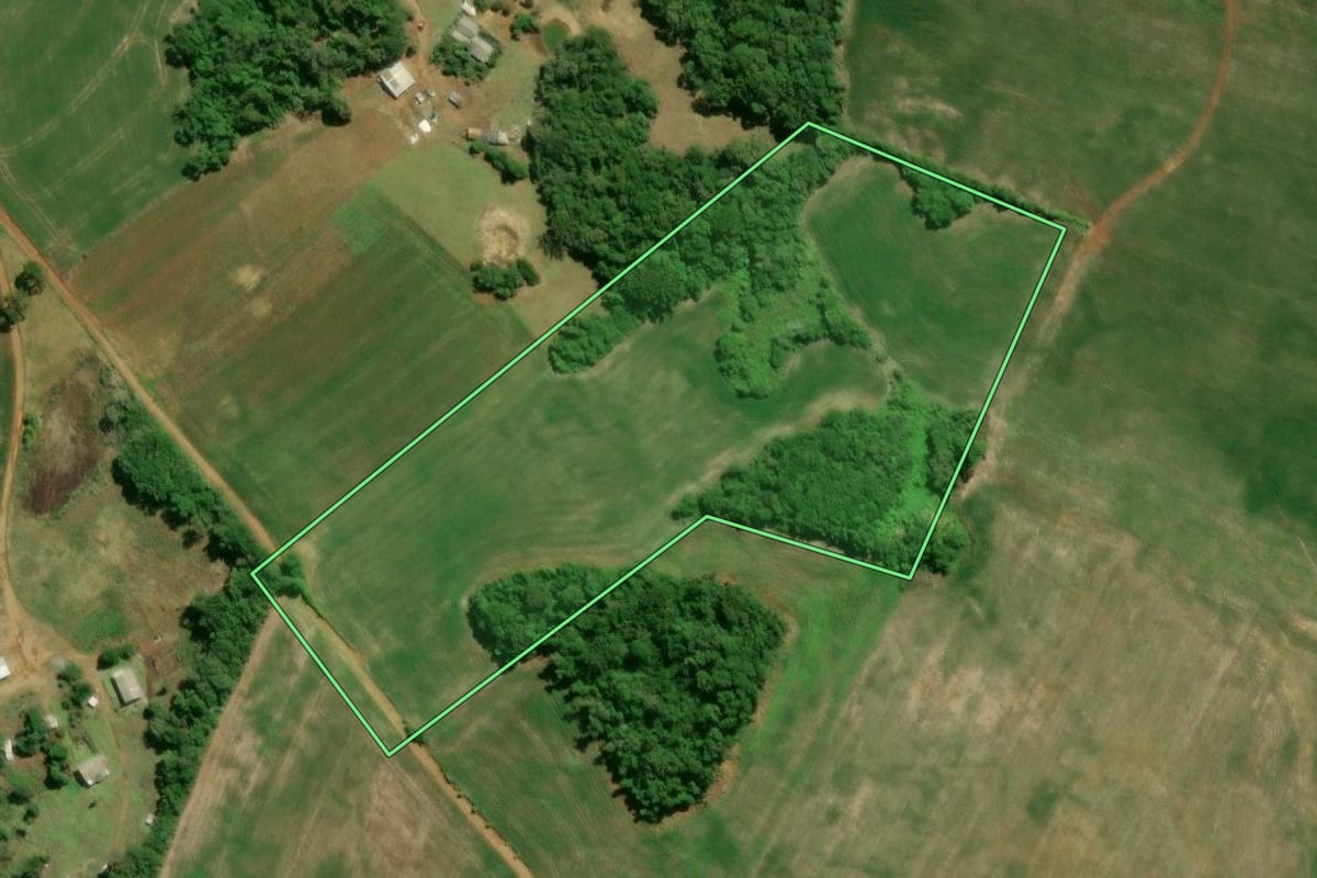 Imagem de satélite do imóvel rural em Marau (RS), com o contorno declarado no CAR desenhado por cima.