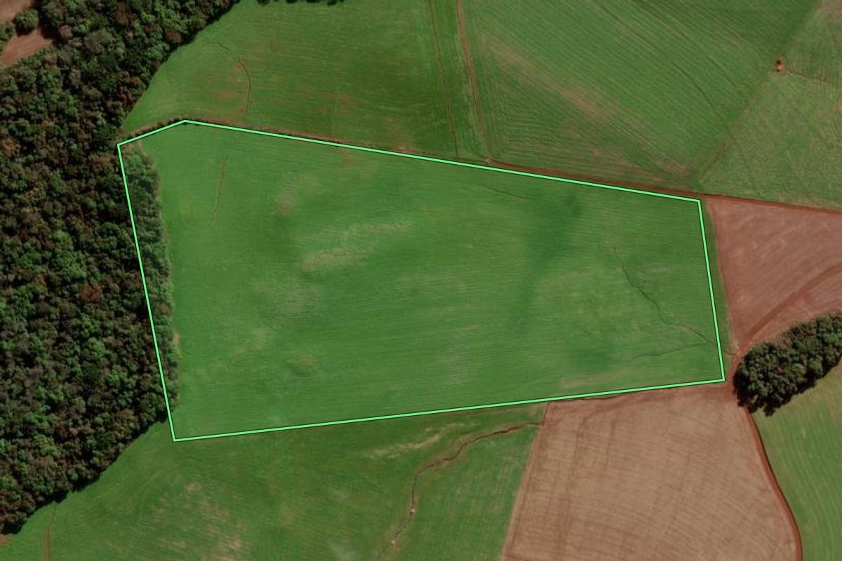 Imagem de satélite do imóvel rural em Marau (RS), com o contorno declarado no CAR desenhado por cima.