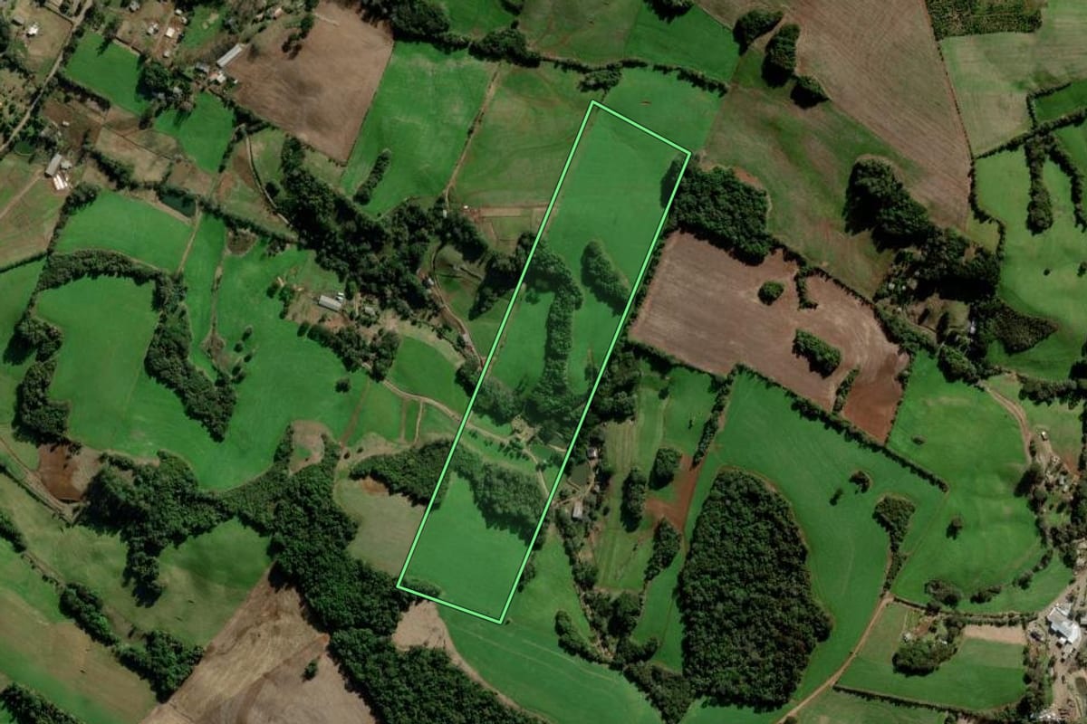 Imagem de satélite do imóvel rural em Marau (RS), com o contorno declarado no CAR desenhado por cima.