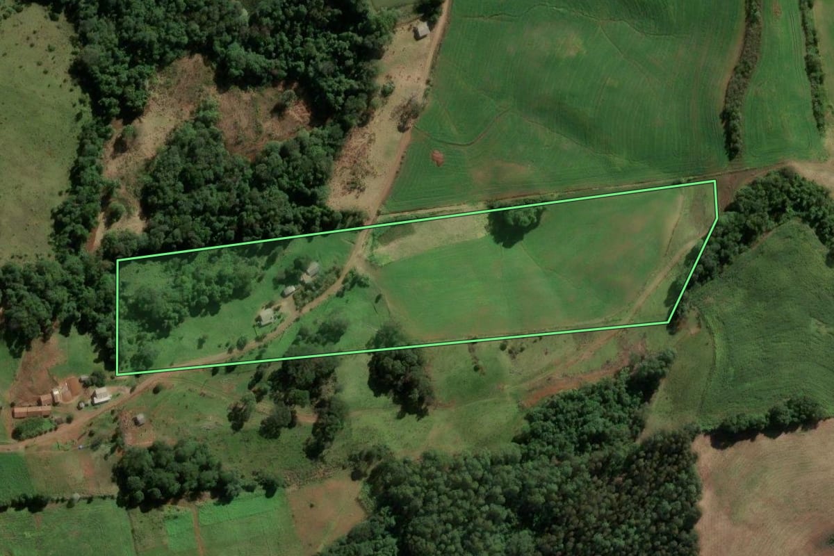Imagem de satélite do imóvel rural em Mariano Moro (RS), com o contorno declarado no CAR desenhado por cima.