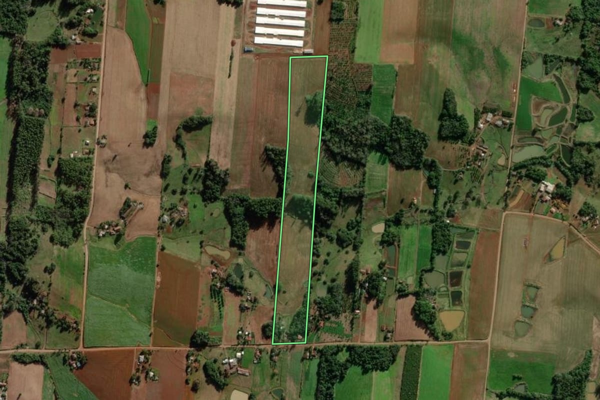 Imagem de satélite do imóvel rural em Mato Leitão (RS), com o contorno declarado no CAR desenhado por cima.