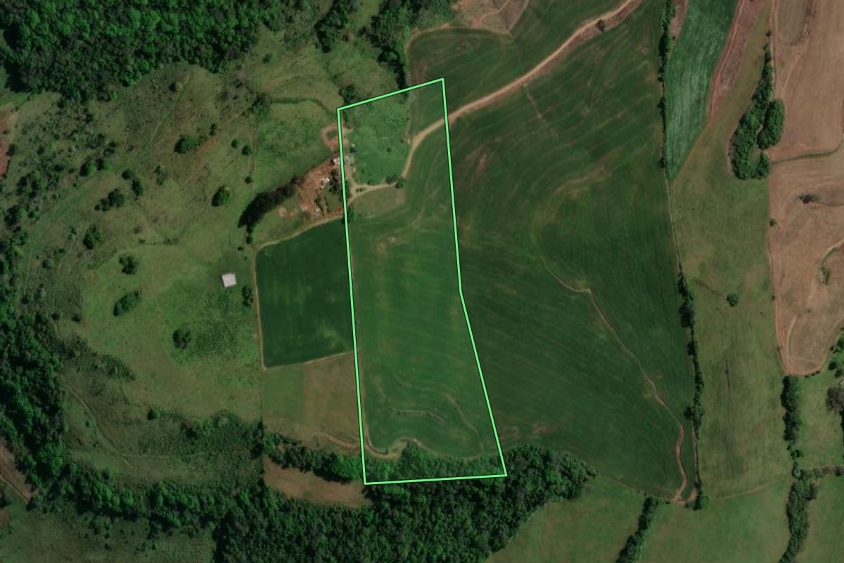 Imagem de satélite do imóvel rural em Maximiliano de Almeida (RS), com o contorno declarado no CAR desenhado por cima.