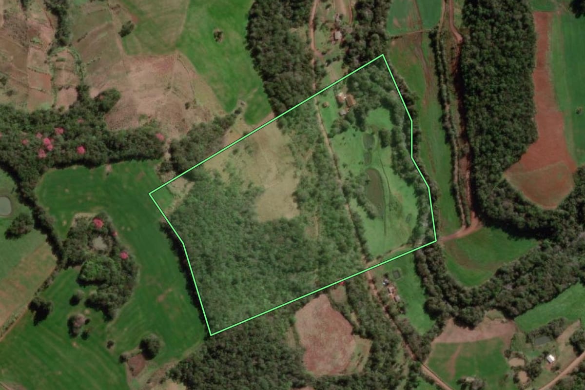 Imagem de satélite do imóvel rural em Miraguaí (RS), com o contorno declarado no CAR desenhado por cima.